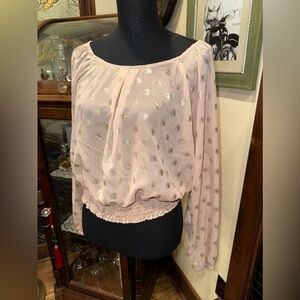 Xhilaration Off Shoulder Long Sleeve Polka Dot Top Blouse
